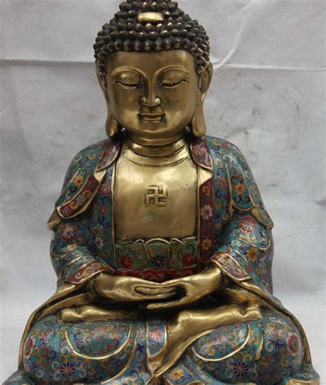 China De Cobre De Bronce Gild Cloisonne Tathagata Sakyamuni Buda