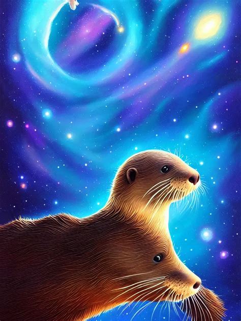 A Portrait Of An Otter Swimming Through The Galaxy Stable Diffusion