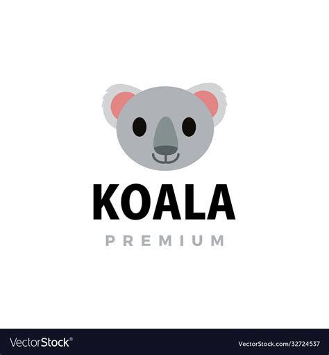 Cute Koala Flat Logo Icon Royalty Free Vector Image