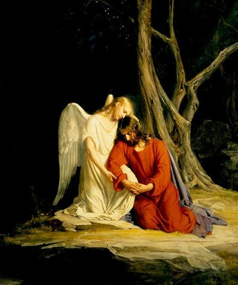 An Angel Comforting Jesus Before His Arrest In The Garden Of Gethsemane