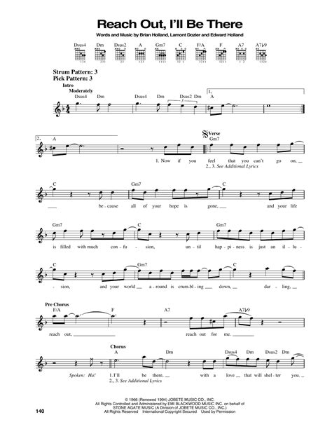 Reach Out I Ll Be There By The Four Tops Sheet Music For Easy Guitar At