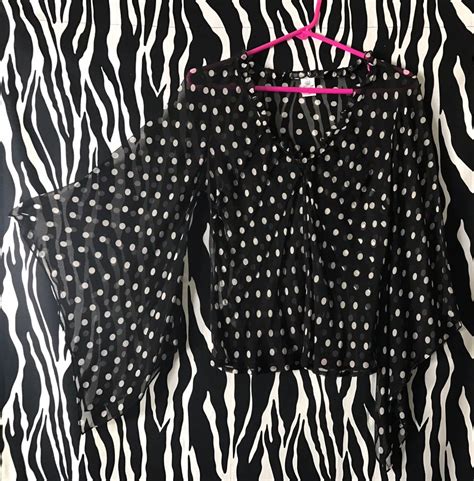 Stylish Polka Dot Blouse, Silk Polka Dot Shirt, Vintage Silk Shirt ...