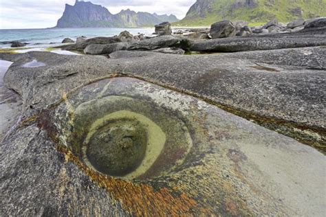 Dragons Eye Rock Formation Uttakleiv Beach Editorial Stock Photo