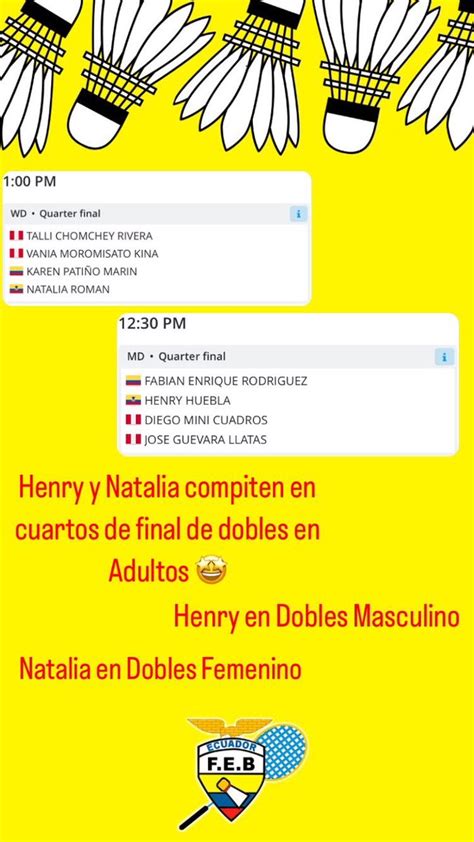 Badminton Ecuador On Twitter Seguimos Compitiendo En El Campeonato