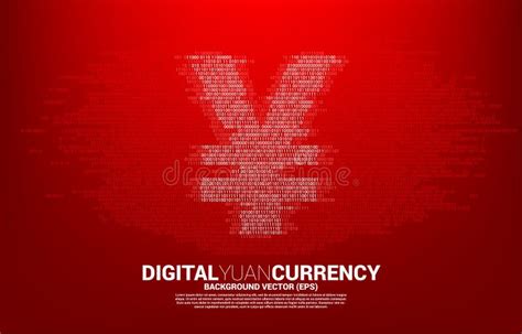 Vector Digital Yuan Currency Money Icon From Binary Zero And One Code