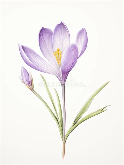 Watercolor Drawing Of The Saffron Crocus Ai Generated Stock