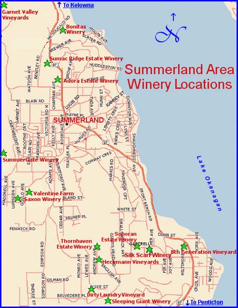 Maps Page For The Wineries Of The Summerland And Kelowna Areas Of BC S