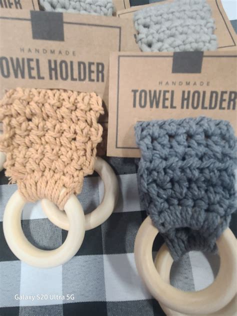 Crochet Towel Holder With Wooden Rings Etsy