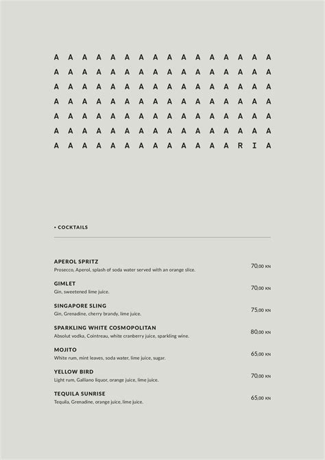 Aria Restaurant Menu - info - Page 1 | Flip PDF Online | PubHTML5