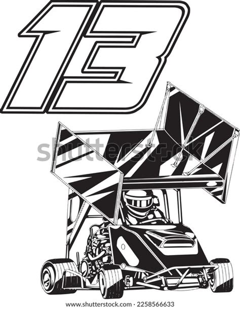 Quarter Midget Racing Outline Illustration Poster Stock Vector Royalty