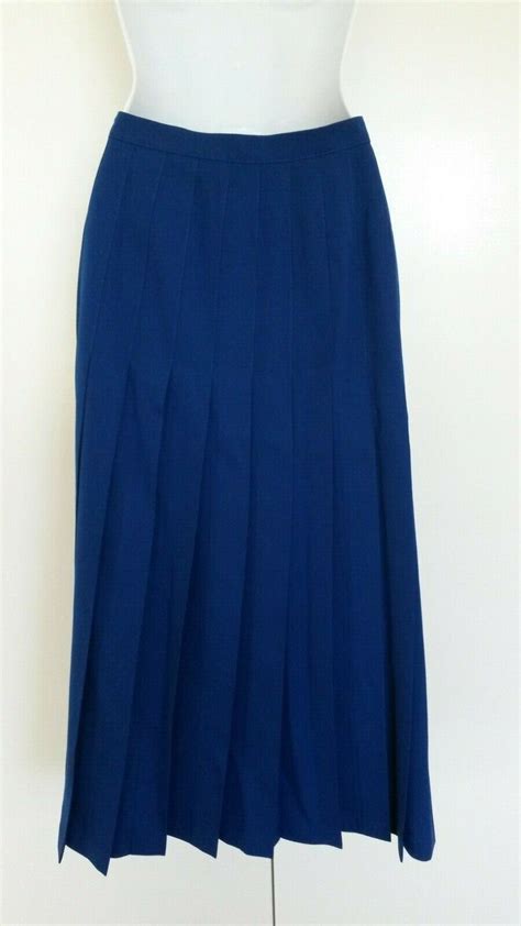 Pendleton Vintage Cobalt Blue Pleated Midi Wool Skirt Gem