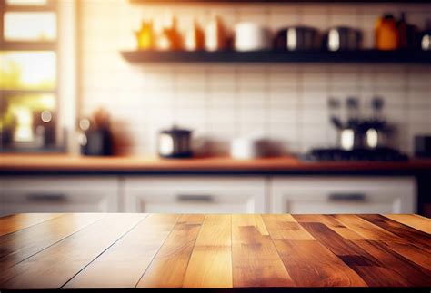 Dessus Vide De La Table En Bois Salle De Cuisine Avec Des Meubles