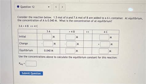 Solved Help Please Consider The Reaction Below Mol Of