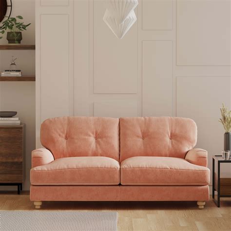 Martha Vintage Velvet 2 Seater Sofa Coral By Dunelm