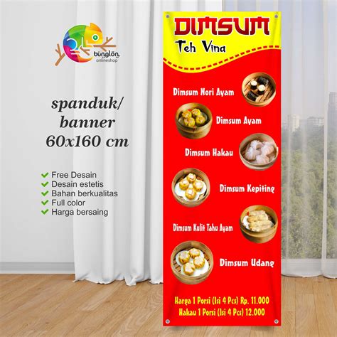 Spanduk Banner 60x160 Dimsum Custom Desain Lazada Indonesia