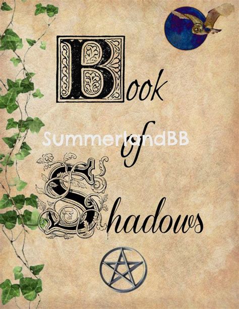 Book Of Shadows Cover Page Digital Download Bos Pages Wiccan Etsy