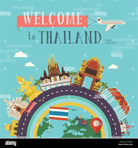 lovely Thailand travel concept poster in flat style Stock Vector Image & Art - Alamy