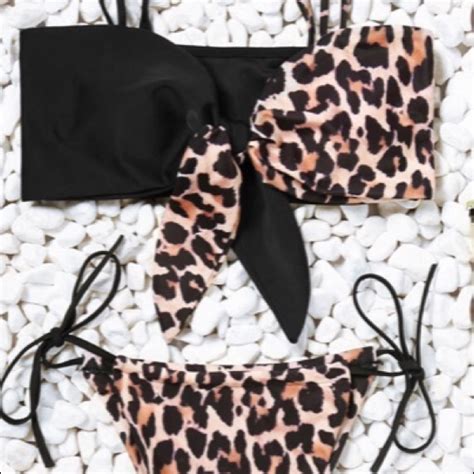 Swim Two Piece Leopard Print String Bikini Set Poshmark