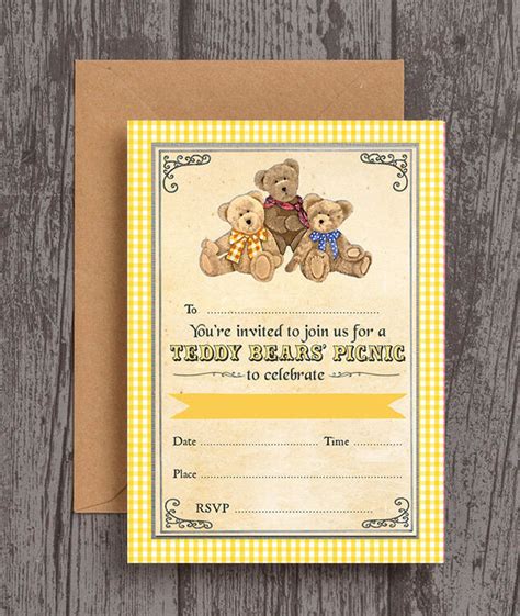 Pack of 10 Teddy Bears Picnic Party Invitations from £6.99 each