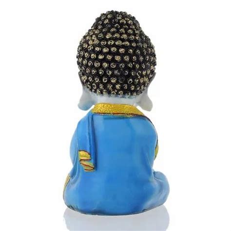 Buddha Poly Resin Baby Monk In Blue Color For Interior Decor Size 8