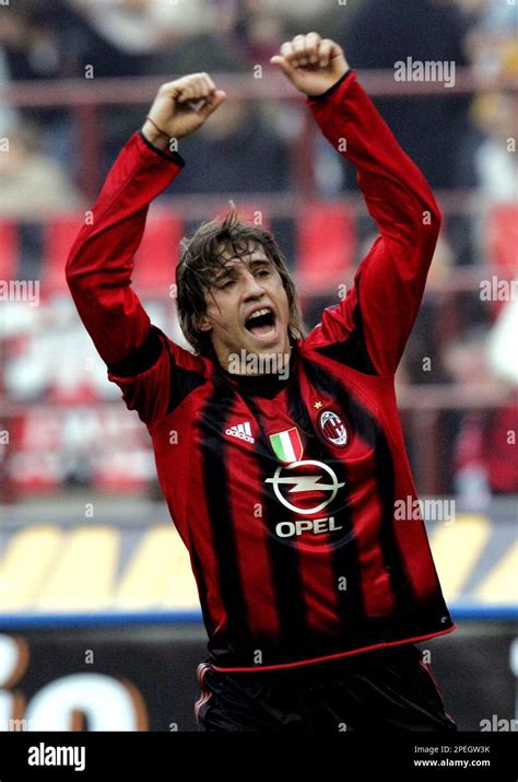 Ac Milans Hernan Crespo Of Argentina Celebrates After Scoring