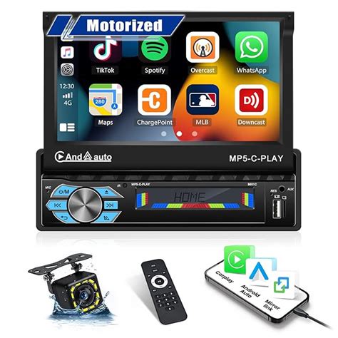 Unitopsci Single Din Apple Carplay Android Auto Car Stereo With