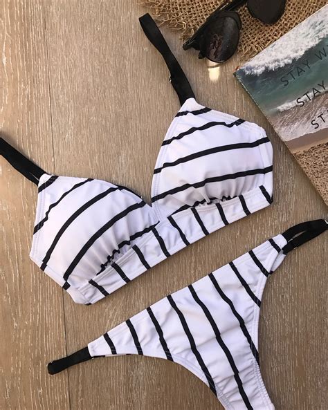 Cindysmile Women White Stripe Bikini Set 2018 Sexy Swimwear Summer