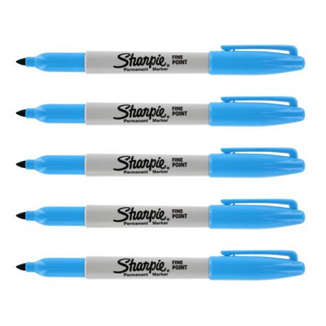 Sharpie Permanent Marker Fine Point Turquoise Ink 5 Count Ebay