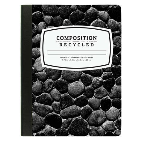 Top Flight Marble Recycled College Ruled Composition Book Blackwhite