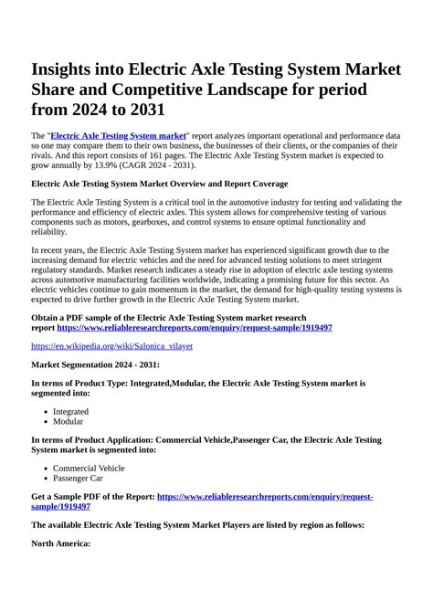 Reportprime Insights Into Electric Axle Testing System Market Share