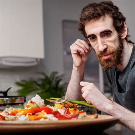 Picture Of Asmongold Watching Tv While Cooking A Meal Stable