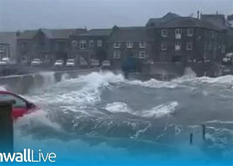 Storm Kathleen Waves Swamp Unwisely Parked Car In Dramatic Scenes