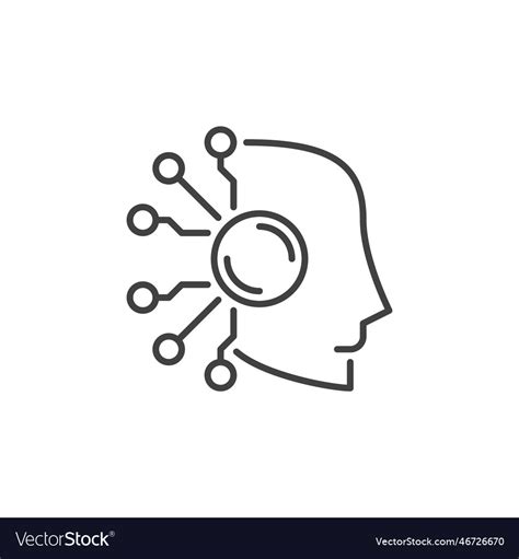 Ai Head Artificial Intelligence Robot Line Icon Vector Image