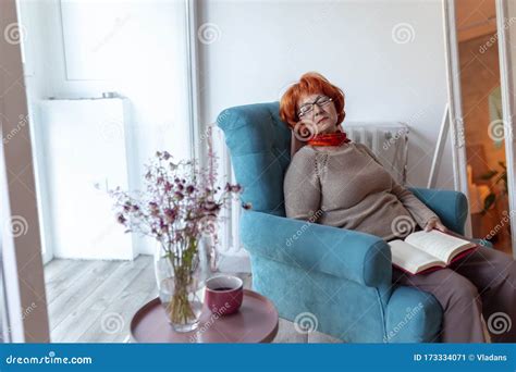 Senior Woman Sleeping In An Armchair Stock Image Image Of Armchair