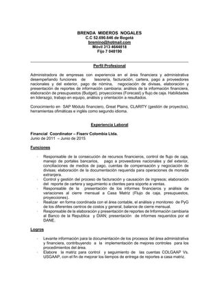 CV Brenda Mideros N PDF Descarga Gratuita