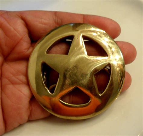 Solid Brass Star Belt Buckle Texas Ranger Vintage