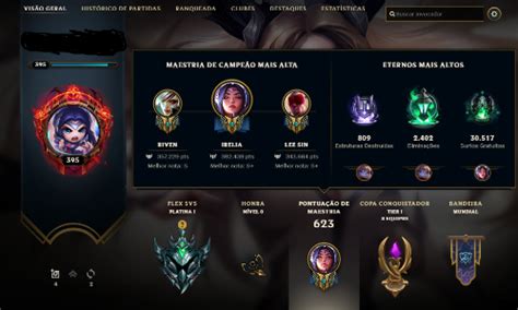 Conta LoL Lvl 395 Todos os Campeões League of Legends Contas