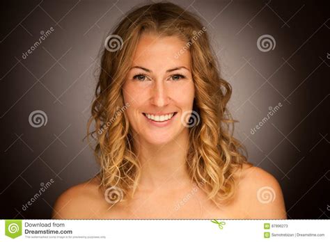 Beauty Portrait Of A Cute Brunette Woman With Curly Hair Over Bl Stock Image Image Of Hand