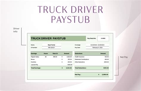 Truck Driver Paystub Template