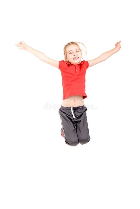 Girl Jumps On A White Background Stock Image Image Of Face Blond 53324539