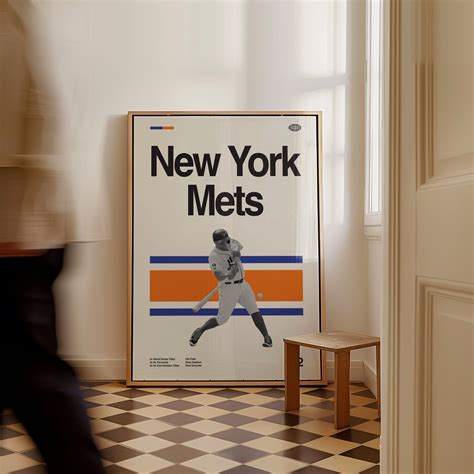 New York Mets Poster Minimalist Helvetica Mid Century Modern
