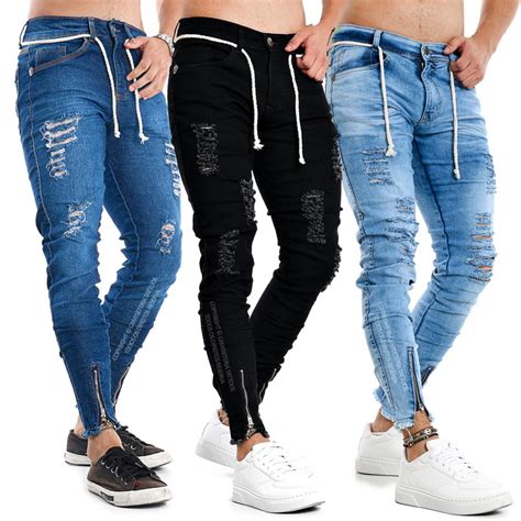 Kit 3 Calças Jeans Masculinas Rasgada Destroyed Skinny Elo7