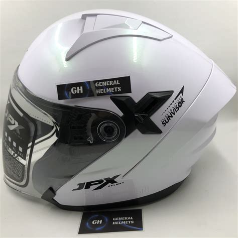 Jual HELM JPX NOVA X PEARL WHITE BLACK HALF FACE DOUBLE VISOR Shopee