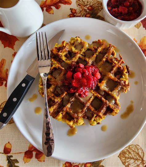 Leftover Stuffing Waffles with Maple Gravy | Cooking Mamas