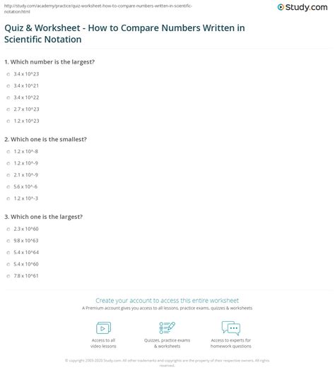 Scientific Notation Compare And Order Worksheets Library