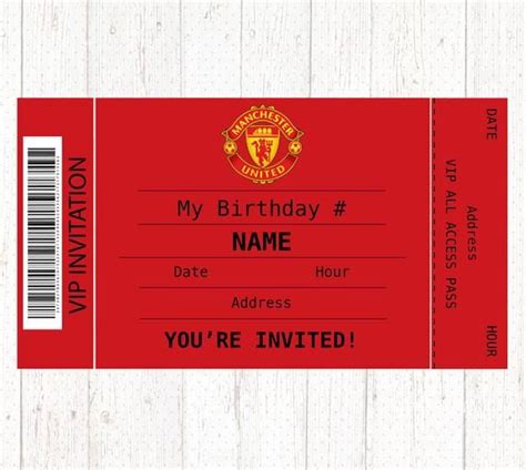 Manchester United Invitation Manchester United Digital Etsy