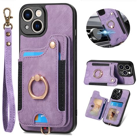 Dteck For Iphone 12 Case Wallet With Card Holderring Standrfid Blocking Pu Leather Protective