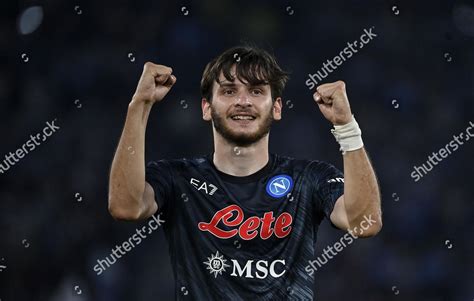 Napolis Khvicha Kvaratskhelia Celebrates After Scoring Editorial Stock ...