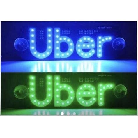 Placa Painel Luminoso Led Uber De Usb Ventosas Cor Verde E Azul