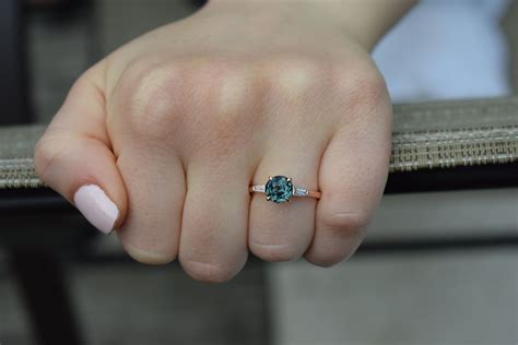 Teal Sapphire Engagement Ring Rose Gold Engagement Ring Ct Blue